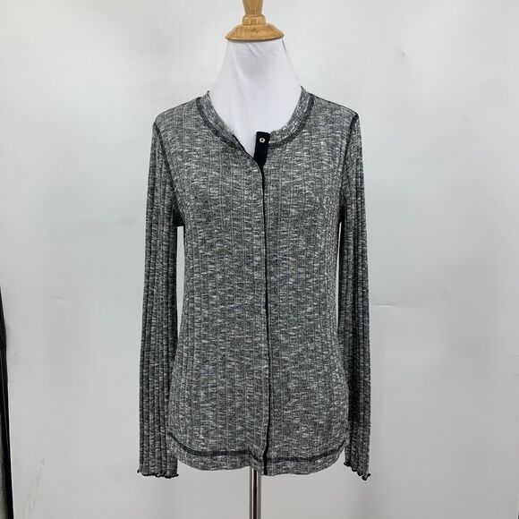 Michael Stars Sweater Womens OS One Size Grey Hidden Snap Buttons Long Sleeve - Picture 2 of 14